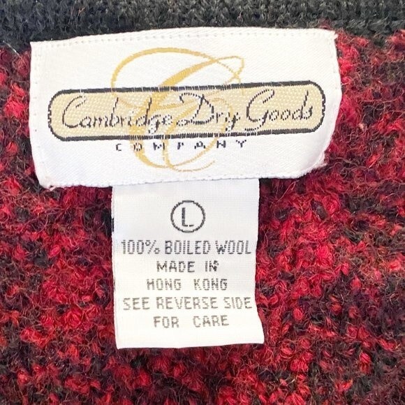 Cambridge Dry Goods Women's Buffalo Plaid Boiled Wool V Neck Vest L or 10 - Picture 8 of 13